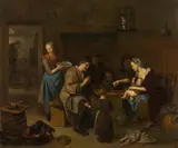 Richard Brakenburgh, A painter's family, oil on canvas