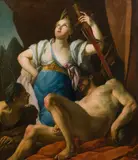 attributet to Simone Brentana, Judith and Holofernes, oil on canvas