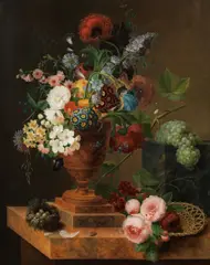 Geoges Frederic Ziesel, Still life with flowers, oil on panel