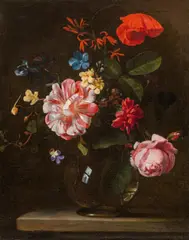 Flowers in a glass vase by attributet to Herman Verelst, oil on canvas, sold Apr 2017