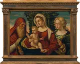 Madonna and child with Saint Jerome and Saint Catherine of Alexandria by called Francesco di Bernardo de' Vecchi Francesco Rizzi da Santacroce, oil on panel, sold Apr 2017