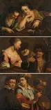 Mixed lot: Three scenes with figures by follower of Giovanni Battista Piazzetta, oil on canvas, sold Apr 2017
