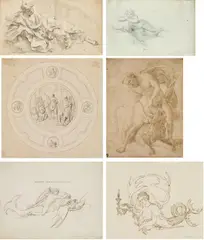 Artists of the 17th-19th century, Mixed lot: figure studies (6 drawings)