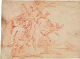 Allegorical scene by circle of Luca Giordano, chalk in red, unframed, sold Apr 2017