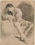A seated man by follower of Cornelius Pietersz Bega, black chalk, unframed, sold Apr 2017