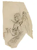 attributet to Pietro Liberi, Allegory of Justice, brush in brown, chalk, mounted, pinpicked outlines, unframed