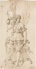 Mannerist c. 1600, Allegory (probably Constantia), pen and brown ink, unframed