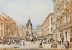 Rudolf von Alt, Hoher Markt, Vienna, c. 1850, pencil, watercolour and gouache on paper