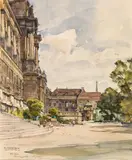 Edward Harrison Compton, View into the Burggarten, Vienna Hofburg Palace