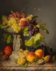 Josef Lauer, Still life with fruits and a butterfly, 1849, oil on panel