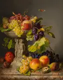 Josef Lauer, Still life with fruits and a butterfly, 1849, oil on panel