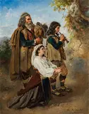 Anton Romako, Pifferari, playing in front of a painting of the Mother of God (III)