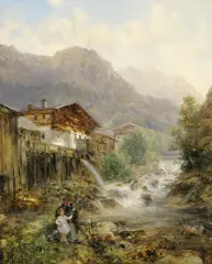 Emil Barbarini, A farmhouse near Schladming, oil on panel
