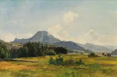 Ludwig Halauska, View of Salzburg with Gaisberg and Nockstein, 1875, oil on canvas on cardboard