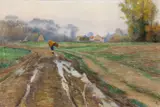 Rudolf Konopa, On the way into the village, oil on canvas