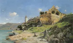 Eduard Zetsche, View of Dürnstein, 1887, oil on panel