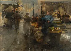 Carl von Merode, Market scene, oil on panel