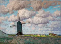 Alfred Zoff, Landscape with wind mill, c. 1906, oil on canvas