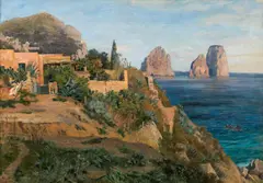 Georg Holub, Capri, view of the Faraglioni, oil on canvas