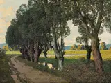 Josef Stoitzner, Willows near Liesing, c. 1920, oil on canvas on cardboard