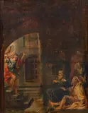Dungeon scene by attributet to Lucas Franchoys, oil on panel, sold Feb 2017