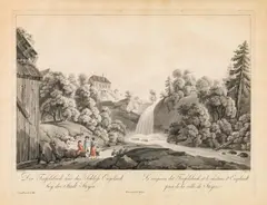 Ferdinand Runk, Konvolut 5 Ansichten, Umrissradierung, zeitgenössisches Kolorit, mit schmalen weißen Rändern
