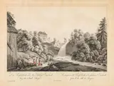 Ferdinand Runk, Konvolut 5 Ansichten, Umrissradierung, zeitgenössisches Kolorit, mit schmalen weißen Rändern