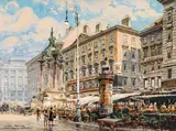 Friedrich Frank, Hoher Markt", Vienna, watercolour on paper