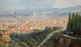 Friedrich Frank, View of Florence, watercolour on paper