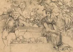 Hans Makart, Study of the Abundantia (Allegory of the abundance), c. 1869/70, pencil on paper