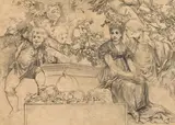 Hans Makart, Study of the Abundantia (Allegory of the abundance), c. 1869/70, pencil on paper