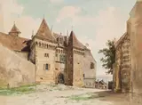 Thomas Ender, Old castle in Neufchâtel-sur-Aisne, watercolour on paper