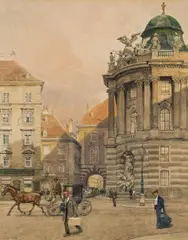 Franz Kopallik, Vienna, Michaelerplatz, watercolour on paper