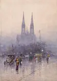Ludwig Hans Fischer, View of the Votive Church, Vienna, 1913, watercolour on paper