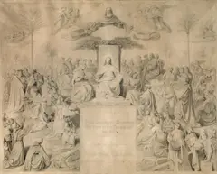 August von Wörndle, Er wird abwischen die Thraenen von ihren Augen und der Tod wird nicht mehr sein, pencil on paper