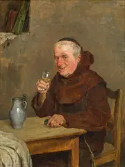 Peter Krämer I, Friar with a glass of wine, 1887, oil on canvas