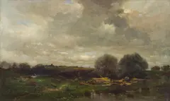 Louis Neubert, A wide landscape, oil on canvas
