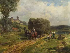 Harvest in Bavaria by Fritz van der Venne, oil on panel, sold Feb 2017