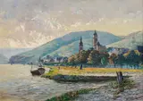 Otto Luhde, View of Stein on the Danube, oil on canvas on board
