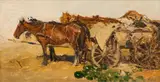 August Xaver Karl Ritter v. Pettenkofen, Hungarian horse and cart at market