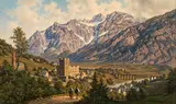 Hubert Sattler, View of Landeck (Tyrol), 1889, oil on canvas