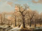 Winter landscape with horse-drawn sleigh by circle of Ernst Ferdinand Oehme, oil on canvas, sold Feb 2017