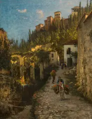 Felix Possart, On the way to the Alhambra in Granada, 1885, oil on canvas