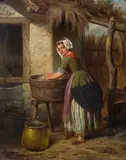 Hendrick Joseph Dillens, The laundress, 1861, oil on panel