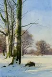 Carl Ove Julian Lund, Stag park "Dyrehave" in Copenhagen, 1900, oil on canvas