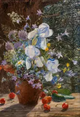Auguste Doll, Flower still life with cherries, 1905, oil on canvas