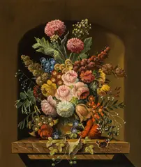 Josef Steiner, Blumenstillleben, Öl auf Holz
