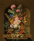 Josef Steiner, Blumenstillleben, Öl auf Holz