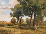 Hugo Darnaut, Sommerliche Landschaft, Öl auf Leinwand auf Karton