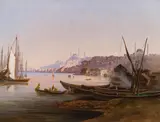 attributet to Giovanni Renica, View of Istanbul, oil on canvas